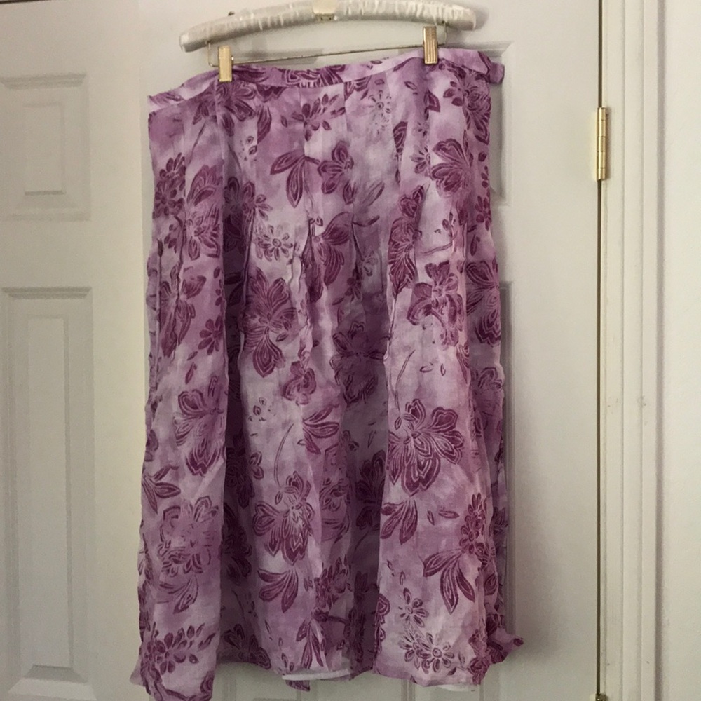 J. Jill Dark Red & Rose Linen Maxi-Skirt.18191